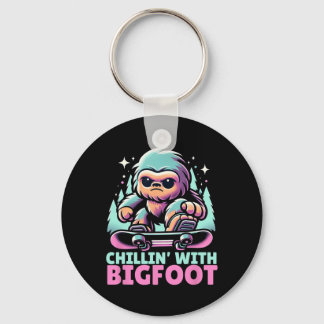 Chillin’ With Bigfoot Alpine Winter Sports Snowboa Keychain
