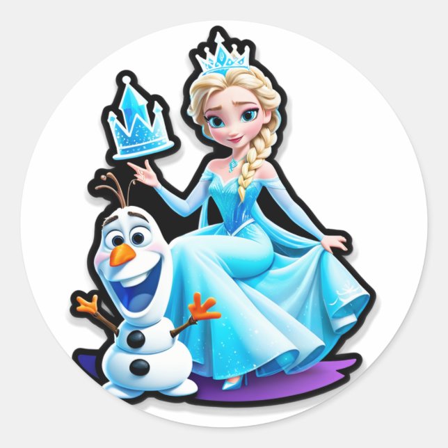 Chillin’ with Elsa on My Birthday! Classic Round Sticker (Front)