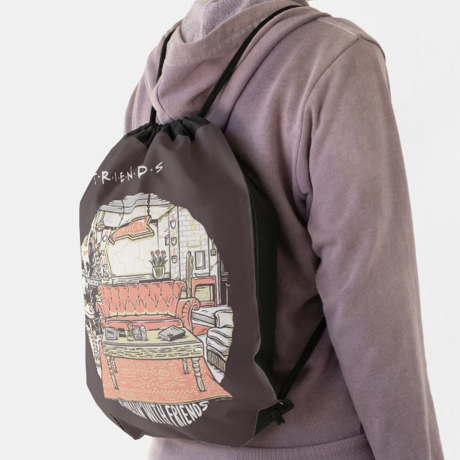 Chillin' with FRIENDS™ Cartoon Drawstring Bag (Insitu)