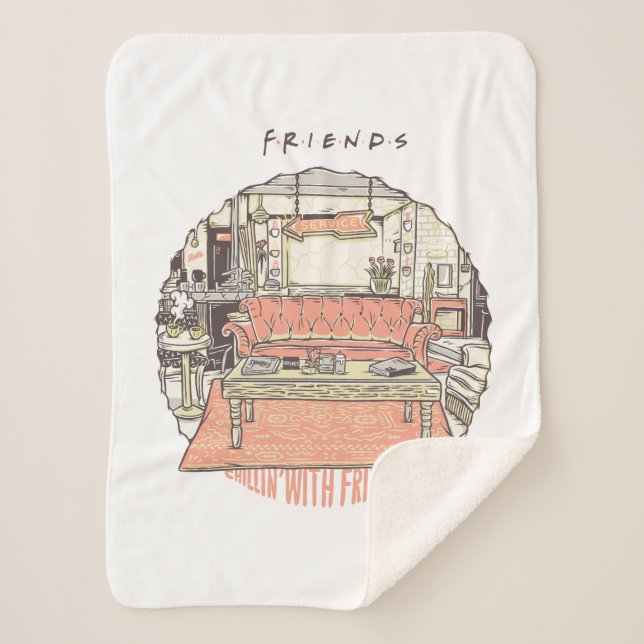 Chillin' with FRIENDS™ Cartoon Sherpa Blanket (Front)