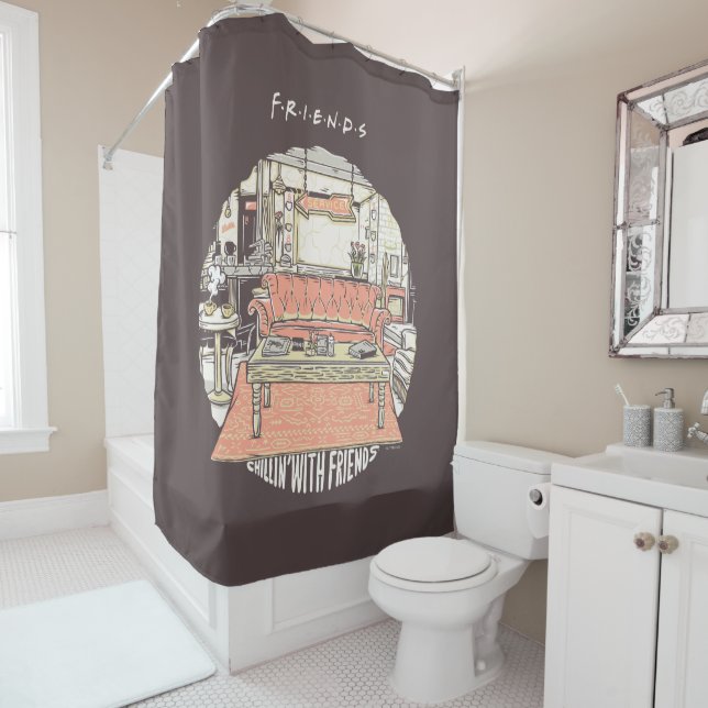 Chillin' with FRIENDS™ Cartoon Shower Curtain (In Situ)