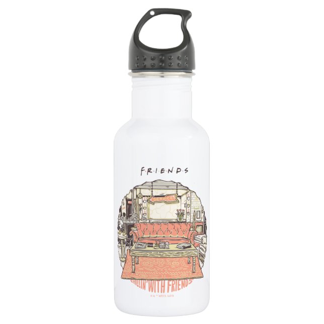 Chillin' with FRIENDS™ Cartoon Stainless Steel Water Bottle (Front)