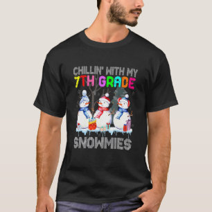 Chillin' With My 7th Grade Snowmies Santa Teacher  T-Shirt