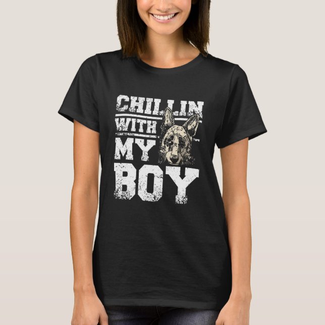 chillin with my boy german shepherd T-Shirt (Front)
