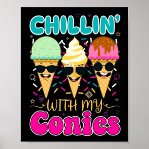 Chillin With My Conies Retro Ice Cream Summer Poster
