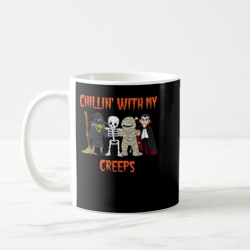 Chillin With My Creeps Vampire Halloween Skeleton  Coffee Mug