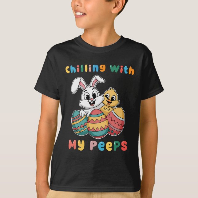 Chillin With My Easter Squad Egg Crew Bunny Funny  T-Shirt (Front)