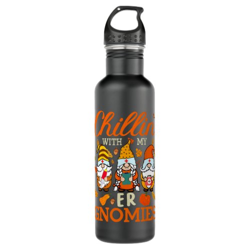 Chillin With My ER Gnomies Nurse Gnome Thanksgivin Stainless Steel Water Bottle