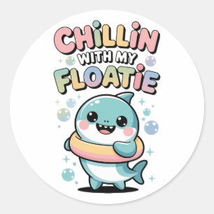 Chillin’ with My Floatie Shark Baby Kids Classic Round Sticker