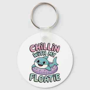 Chillin’ with My Floatie Shark Baby Kids Keychain
