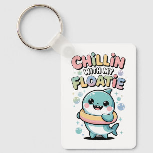 Chillin’ with My Floatie   Shark Baby Kids Keychain