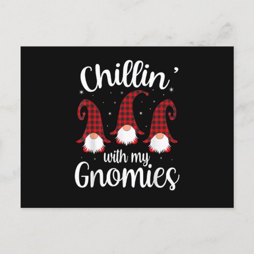 Chillin With My Gnomies Buffalo Red Plaid Christm Postcard