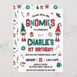 Chillin with my Gnomies Christmas Birthday Party Invitation