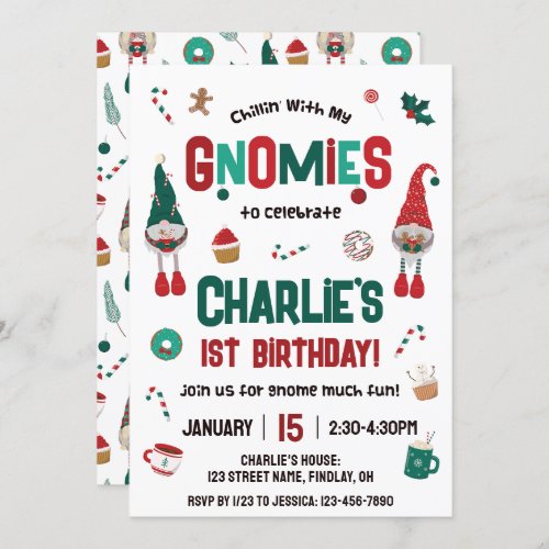 Chillin with my Gnomies Christmas Birthday Party Invitation