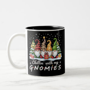 Chillin With My Gnomies Christmas Family Friend Two-Tone Coffee Mug