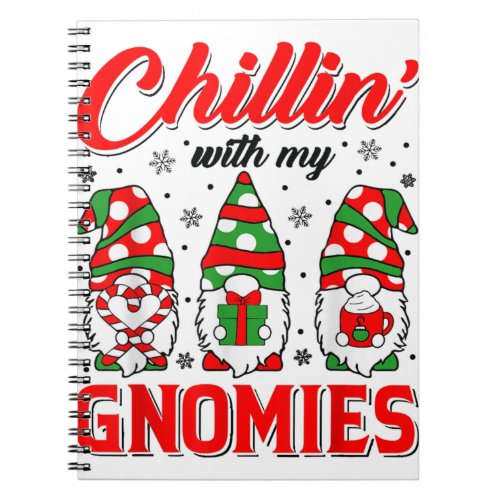 Chillin With My Gnomies Christmas Santa Hat Gnome Notebook
