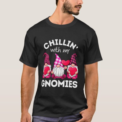 Chillin With My Gnomies Day Gnomes Leopard Plaid T_Shirt