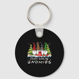 Chillin With My Gnomies Funny Christmas Family Fri Keychain