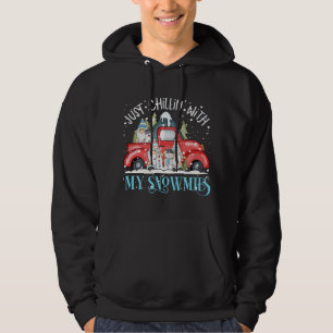 Chillin With My Gnomies Funny Christmas Gnomes Red Hoodie
