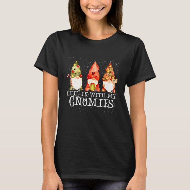 Chillin' With My Gnomies Garden Gnome Christmas Pa T-Shirt (Front)