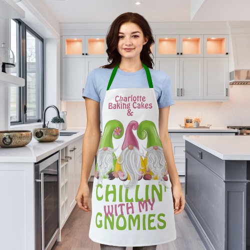 Chillin With My Gnomies Gnome Humor Personalized Apron
