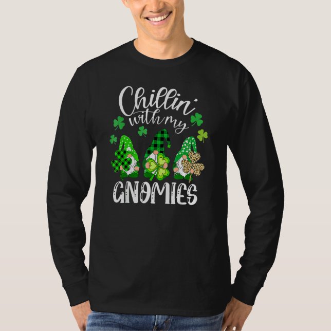 Chillin With My Gnomies Leopard Buffalo Plaid St P T-Shirt (Front)