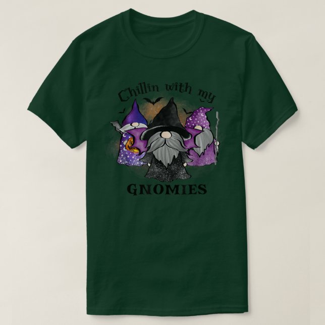 Chillin With My Gnomies Spooky Halloween Gnome Cos T-Shirt (Design Front)