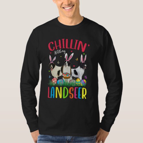 Chillin With My Landseer Easter Eggs Happy Easter T_Shirt