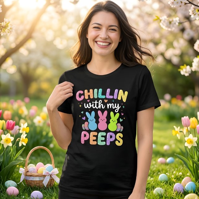 Chillin With My Peeps Cute Easter Bunny Women Tri-Blend Shirt (Creator Uploaded)