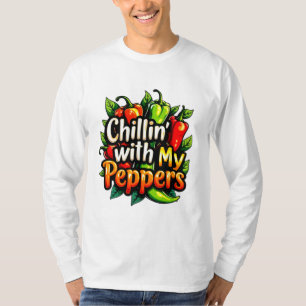 Chillin' with My Peppers - Colorful Chili Graphic T-Shirt