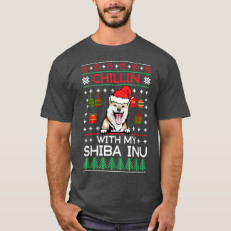 Chillin With My Shiba Inu Santa Ugly Christmas Swe T-Shirt