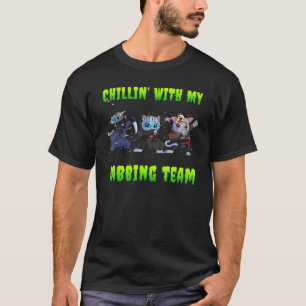 Chillin With My Skeleton Cats Ninja Dabbing Team H T-Shirt