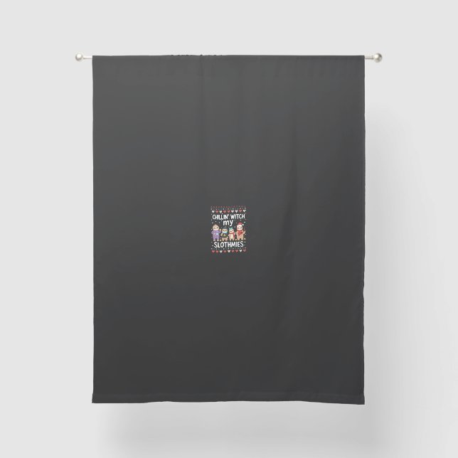 Chillin With My Slothmies Funny Sloth Ugly Christm Sheer Curtains (Front)