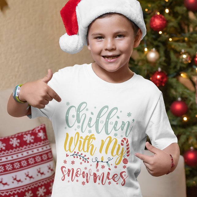 Chillin With My Snowmies Cute Funny Christmas T-Shirt (Creator Uploaded)