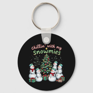 Chillin' with My Snowmies Funny Christmas Snowman Keychain