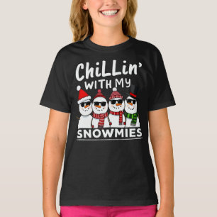 Chillin' With My Snowmies Funny Snowman Christmas T-Shirt