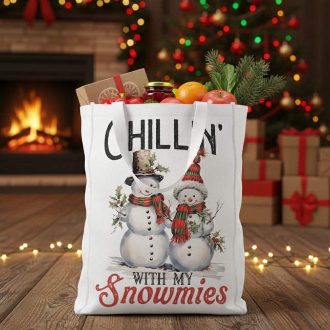 Chillin With My Snowmies  Grocery Bag (Chillin With My Snowmies Grocery Bag)