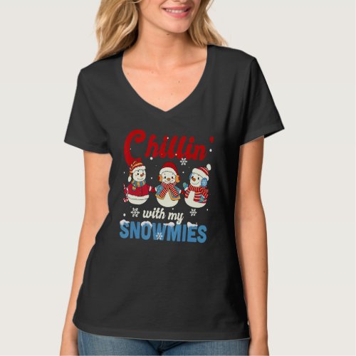 Chillin With My Snowmies Retro Christmas Xmas Sno T_Shirt