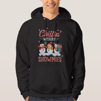 Chillin' With My Snowmies Santa Snowman Scarf Ligh Hoodie