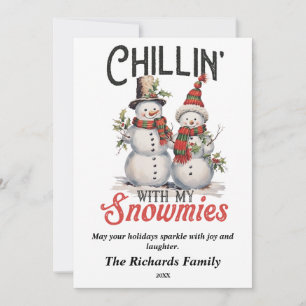 Chillin' with My Snowmies Vintage Christmas Holiday Card