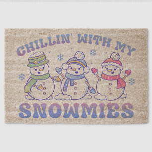 Chillin' with My Three Snowmies Fiber Doormat