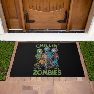 Chillin With My Zombies Halloween Boys Kids Funny Doormat
