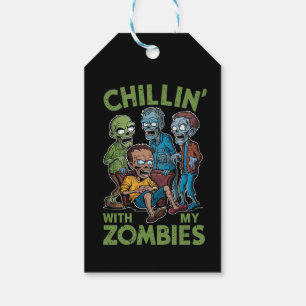 Chillin With My Zombies Halloween Boys Kids Funny Gift Tags