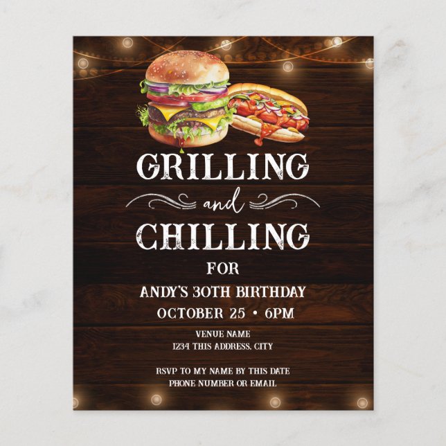 Chilling and Grilling 30th Birthday Invite (Front)