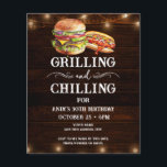 Chilling and Grilling 30th Birthday Invite<br><div class="desc">Grilling and Chilling Birthday Invitations. Easy to personalize. All text is adjustable and easy to change for your own party needs. String lights rustic background elements. Fun Chalkboard swirls and flourishes. Watercolor hamburger and hotdog graphics. Invitations for him. Bar or backyard BBQ birthday design. Any age, just change the text....</div>
