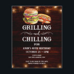 Chilling and Grilling 40th Birthday Invite<br><div class="desc">Grilling and Chilling Birthday Invitations. Easy to personalize. All text is adjustable and easy to change for your own party needs. String lights rustic background elements. Fun Chalkboard swirls and flourishes. Watercolor hamburger and hotdog graphics. Invitations for him. Bar or backyard BBQ birthday design. Any age, just change the text....</div>