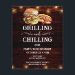 Chilling and Grilling 40th Birthday Invite<br><div class="desc">Grilling and Chilling Birthday Invitations. Easy to personalize. All text is adjustable and easy to change for your own party needs. String lights rustic background elements. Fun Chalkboard swirls and flourishes. Watercolor hamburger and hotdog graphics. Invitations for him. Bar or backyard BBQ birthday design. Any age, just change the text....</div>