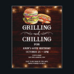 Chilling and Grilling 60th Birthday Invite<br><div class="desc">Grilling and Chilling Birthday Invitations. Easy to personalize. All text is adjustable and easy to change for your own party needs. String lights rustic background elements. Fun Chalkboard swirls and flourishes. Watercolor hamburger and hotdog graphics. Invitations for him. Bar or backyard BBQ birthday design. Any age, just change the text....</div>