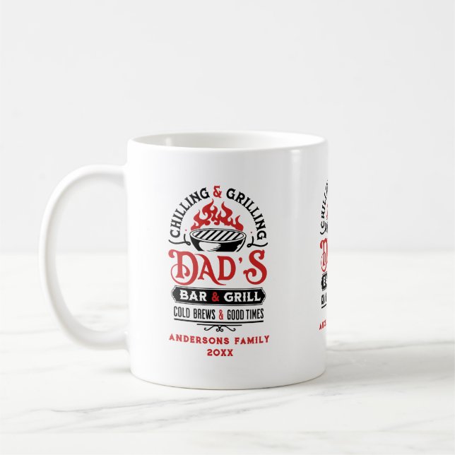 Chilling and grilling dad's bar and grill design 2 coffee mug (Left)