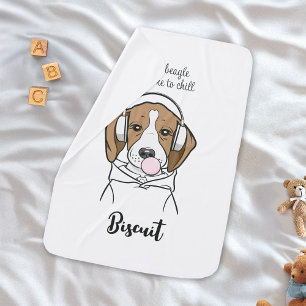 Chilling Beagle with Bubblegum Cute Funny Dog Baby Blanket